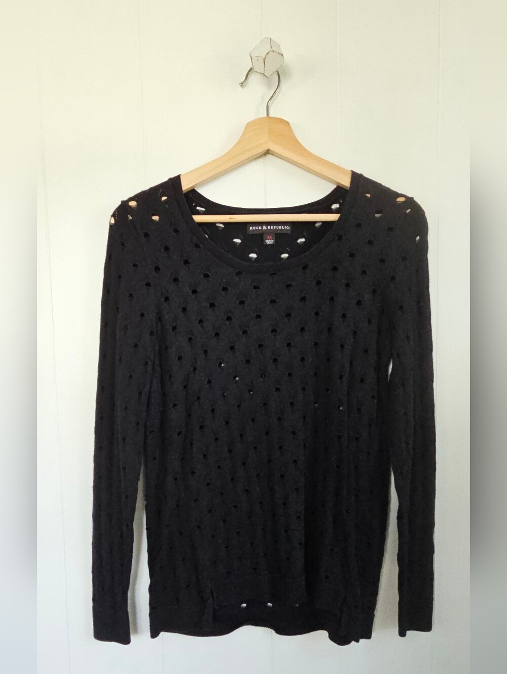 ROCK & REPUBLIC Perforated Open-knit Sweater